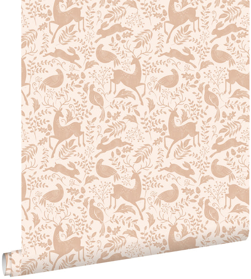 ESTAhome behang bos met bosdieren licht terracotta - 50 x 900 cm - 139530