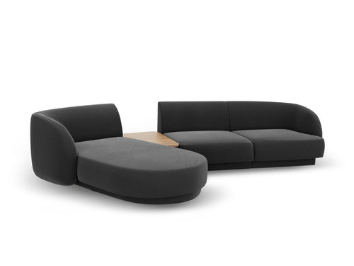 Micadoni linker modulaire bank Miley 3-zits, flueel, grijs - 178x303x70cm