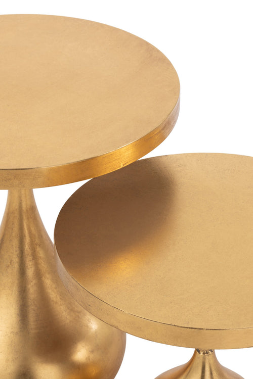 J-Line bijzettafel Druppel - metaal - goud - 2 stuks