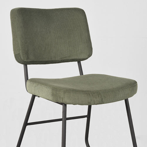 LABEL51 Eetkamerstoel Noah - Groen Ribstof - Zithoogte 48cm - Set van 2 - vtwonen shop