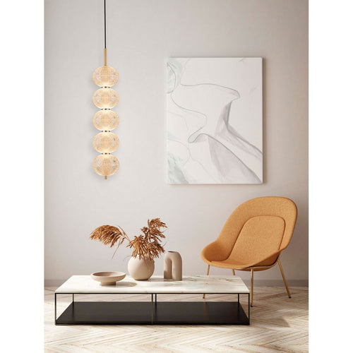 Nova Luce KLELIA Slanke hanglamp voor plafond, messing goud, Triac dimbaar, LED, 30W, 2482lm, 3000K