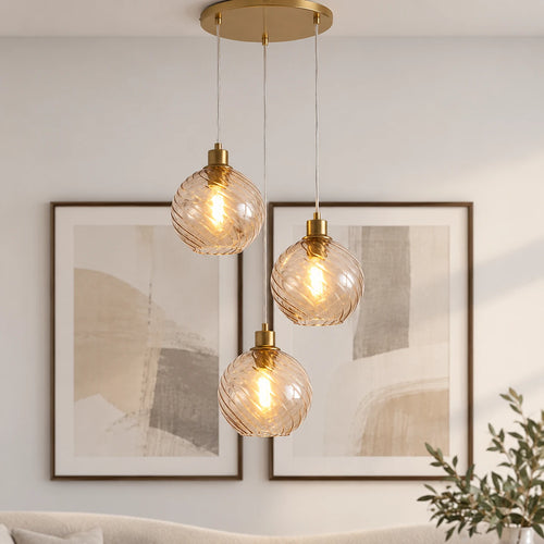 Searchlight hanglamp Radiance - 3 lichts - 46  x 120   cm - goud