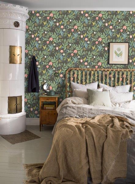 Borastapeter behang bloemen zwart en groen - 53 cm x 10.05 m - 660424 - vtwonen shop