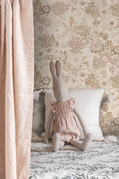 ESTAhome behang vintage bloemen beige en oudroze - 53 cm x 10.05 m - 139763 - vtwonen shop