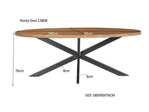 Livingfurn eetkamertafel Rocky Oval - 180 cm - mangohout