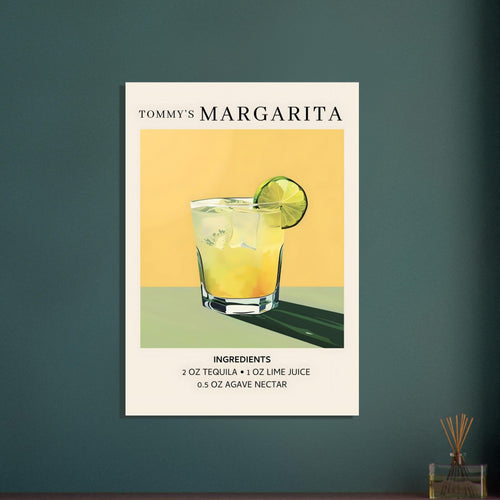 Artfulprints Poster Tommy's Margarita cocktail - Ingrediënten   - 30x40 cm - Geel
