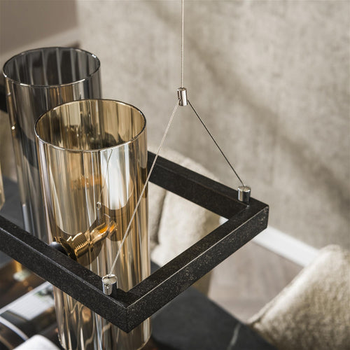 Giga Meubel Hanglamp Cylinder - Zwart Metaal - 10-Lichts - 130x20x150cm