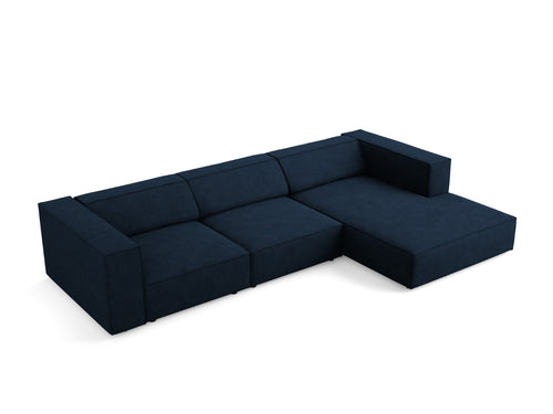 Cosmopolitan Design rechter hoekbank Arendal 4-zits, chenille met ribbeleffect, koningsblauw - 166x284x70cm