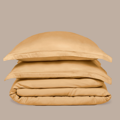 Coco & Cici - Bamboe Dekbedovertrek 200 x 220 cm - 2 Persoons Beddengoed - Okergeel - 2 Kussenslopen (60x70) - 100% Eco Bamboe - vtwonen shop