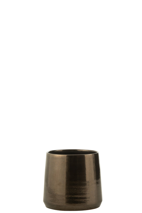 J-Line bloempot Rond - keramiek - goud  - medium - Ø 24 cm
