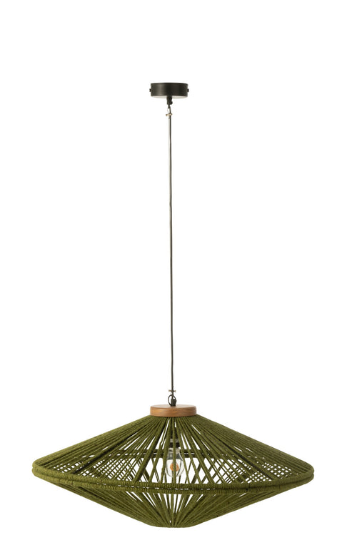 J-Line hanglamp Ovni - ijzer/jute - groen - medium