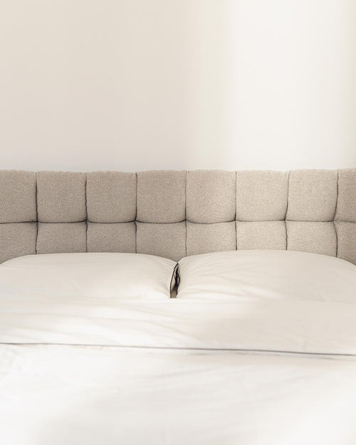 noo.ma Oba dekbedovertrek 140x200 cm - satijn 300 TC, tweekleurig Classic White