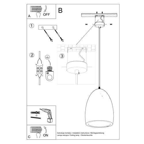 Sollux Lighting Keramische hanglamp BUKANO - 25x25x126cm