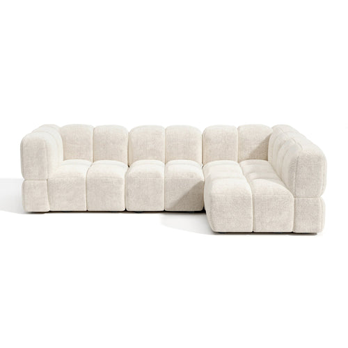Sia Home - Modulaire hoekbank rechts NUBI - fluweel met structuur  256cm