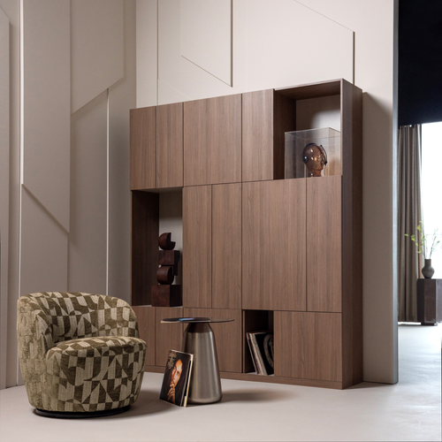 WOOOD draaifauteuil Serra - Grafisch Patroon - Olijfgroen - 68x70x77