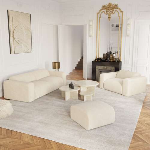 Sia Home - Zitzak MYRA - getextureerd fluweel crème 75cm
