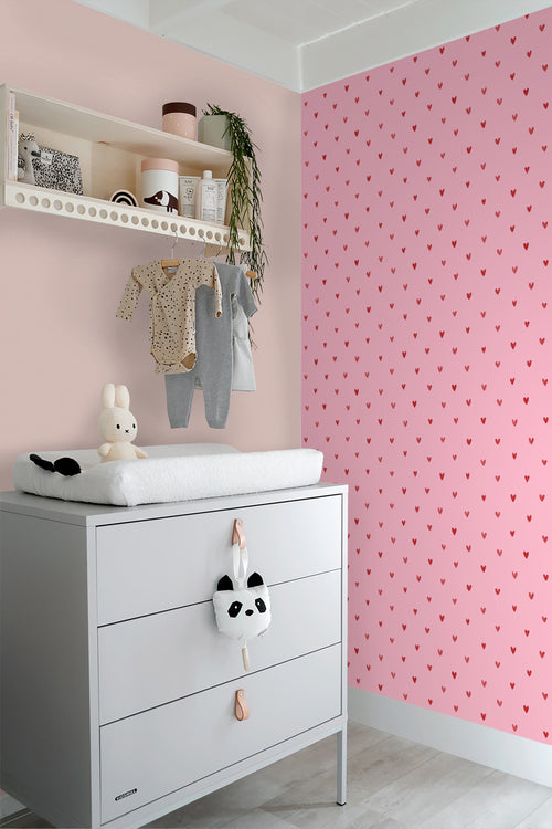 ESTAhome behang hartjes roze en rood - 50 x 900 cm - 131628 - vtwonen shop