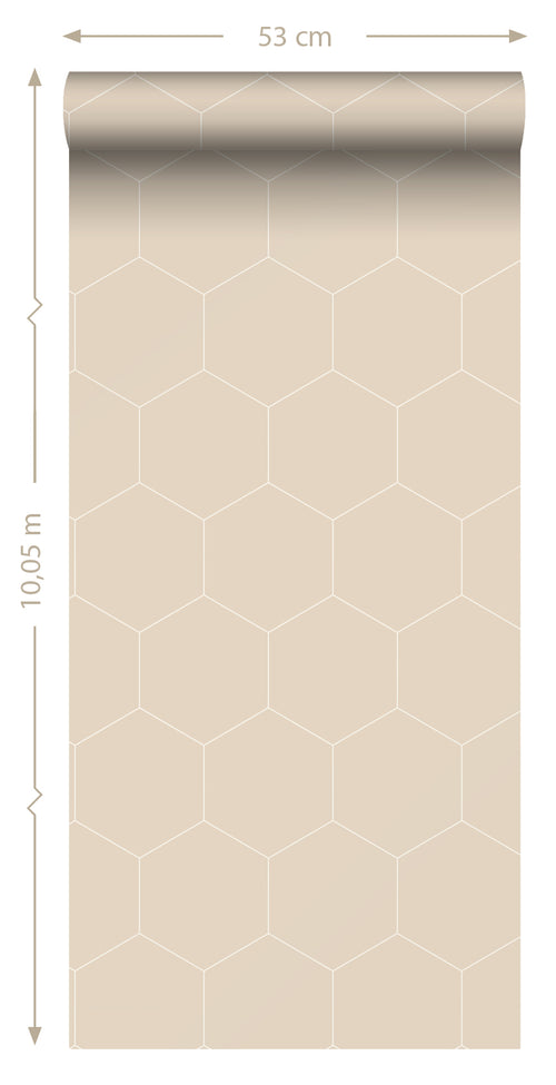 ESTAhome behang hexagon beige - 0,53 x 10,05 m - 139552 - vtwonen shop