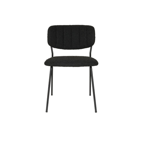 Housecraft Living Jolien Eetkamerstoelen Zwart/Zwart Bouclé - Set van 2