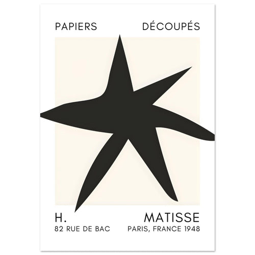 Artfulprints  Matisse – Star of the sea black   poster A4 21x29.7 cm - vtwonen shop