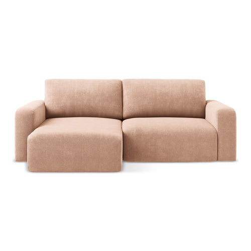 LaMiaSofa hoekbank links Ostia - chenille stof - perzik - 244x149x79