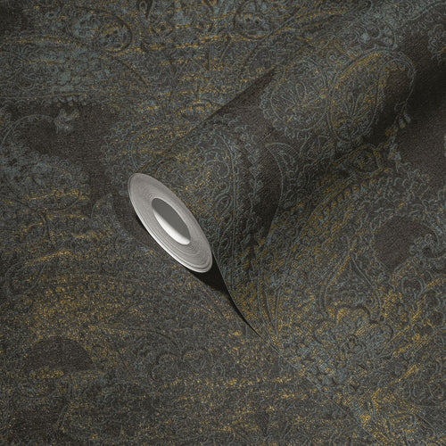 Livingwalls behang ornamenten zwart, blauw, geel en goud - 53 cm x 10.05 m - AS-391195 - vtwonen shop