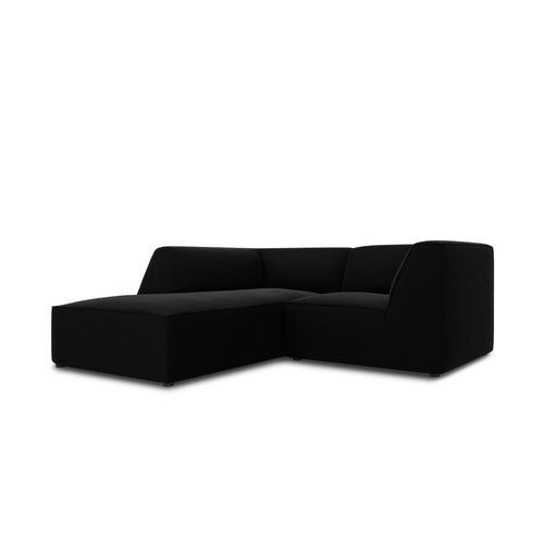 Cosmopolitan Design - Modulaire hoekbank links Siena 3-zits, flueel zwart - 180x186x69cm