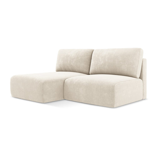 LaMiaSofa hoekbank links Ostia - chenille stof - lichtbeige - 210x149x79
