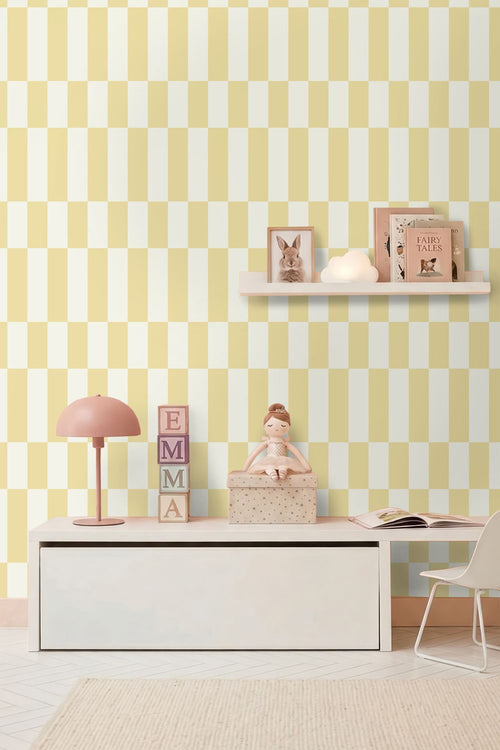 ESTAhome behang strepen pastel geel - 50 x 900 cm - 132150