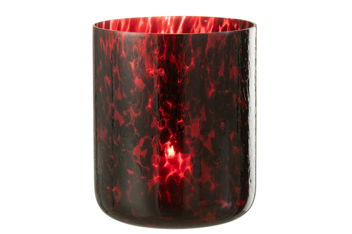 J-Line windlicht Gevlekt - glas - rood/zwart - extra large - vtwonen shop