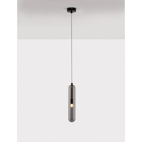Nova Luce GUSTAVE Slanke hanglamp voor aan het plafond, rookgrijs, matzwart, LED G9 1x5W