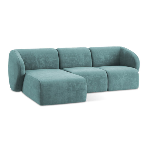 LaMiaSofa hoekbank links Cervo - chenille stof - jeans - 248x166x87