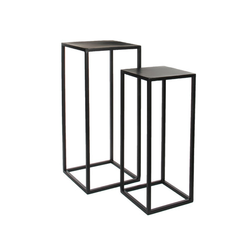 Mica Decorations Goa Bijzettafel - Set van 2 - L30 x B30 x H70 cm - Metaal - Zwart