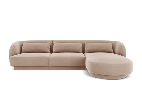 Cosmopolitan Design rechter hoekbank Tulum 4-zits, flueel, beige - 156x255x70cm
