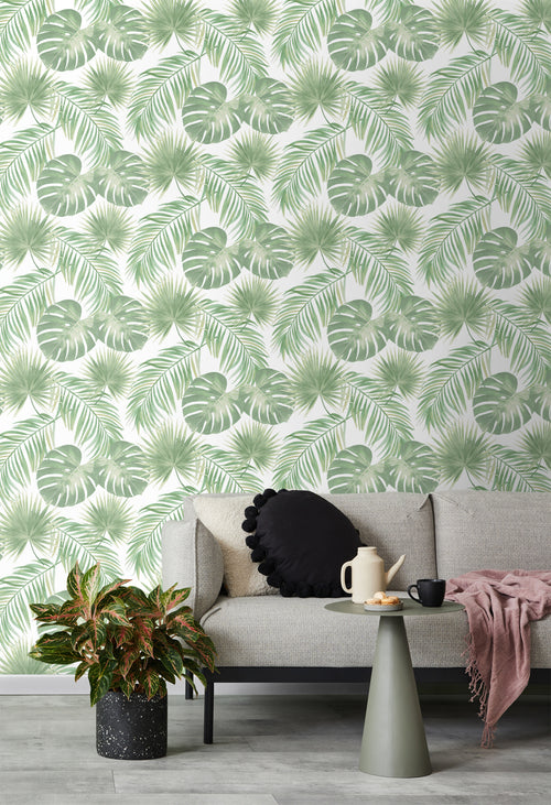 Walls4You behang tropische bladeren lichtgroen - 53 cm x 10.05 m - 935310 - vtwonen shop