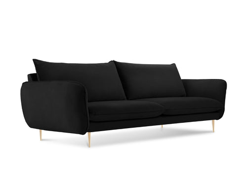 Cosmopolitan Design Bank Vienna 4-zits, flueel, zwart - 92x230x95cm