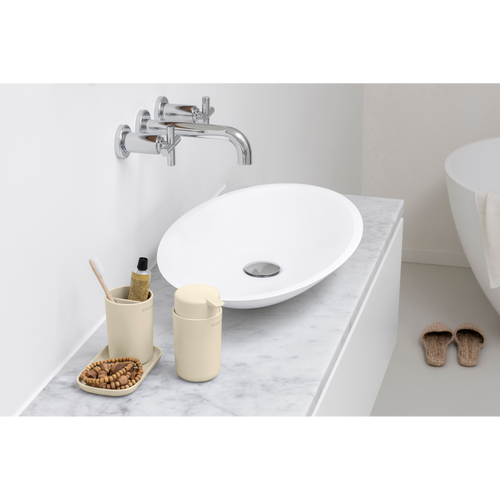 Brabantia ReNew Badkameraccessoire-set, zeepdispenser, tandenborstelhouder en schaal - Soft Beige