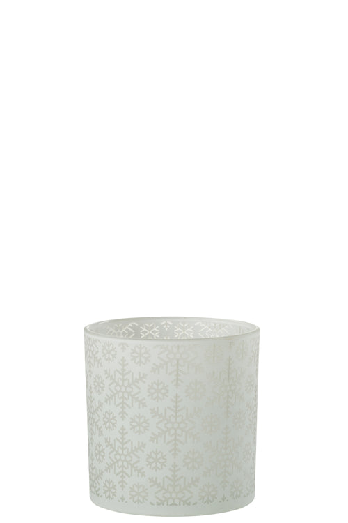 J-Line windlicht Sneeuw - glas - wit - large - vtwonen shop