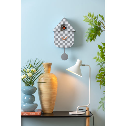 Karlsson wandklok Modern Cuckoo Checker - grijs - 8.5x21.5x40.5cm - vtwonen shop