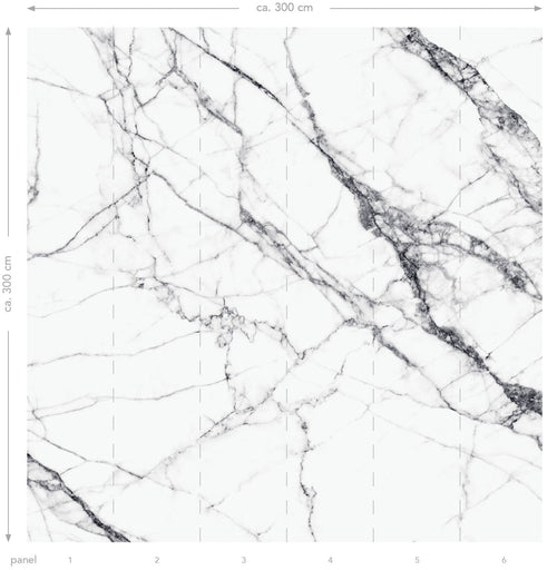 ESTAhome fotobehang marmer zwart wit - 300 x 300 cm - 158942 - vtwonen shop