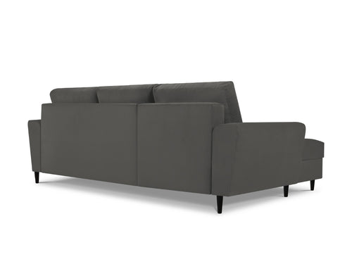 Cosmopolitan Design Uitklapbare hoekbank links met opbergdoos Kyoto 4-zits, ribfluwelen, grijs - 145x241x88cm