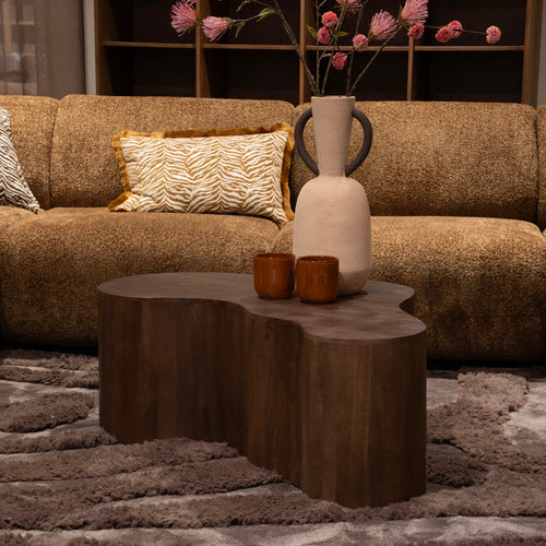 Giga Meubel Salontafel Moos - Organisch Donkerbruin Hout - 100x65x36cm