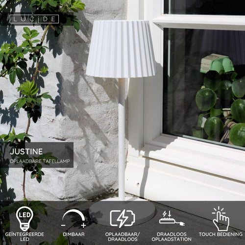 Lucide tafellamp JUSTINE - Geïntegreerde LED - Wit