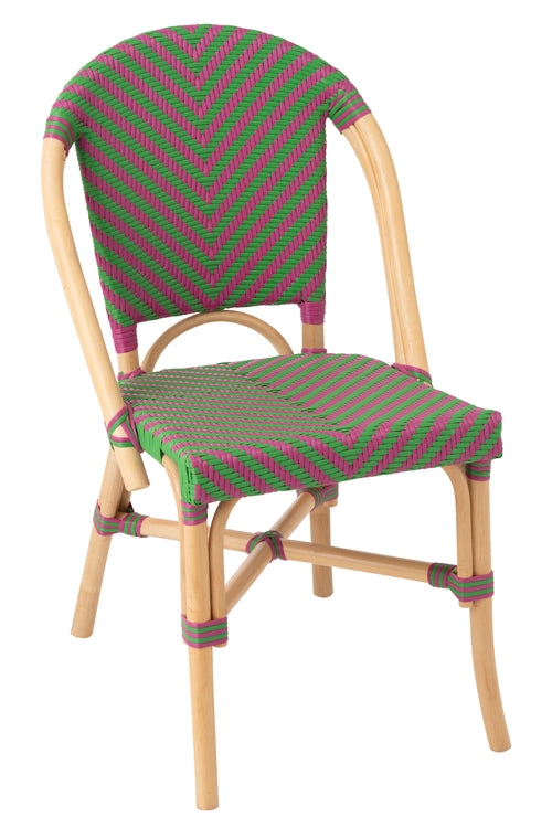 J-Line stoel Ego - riet - roze/groen - 2 stuks