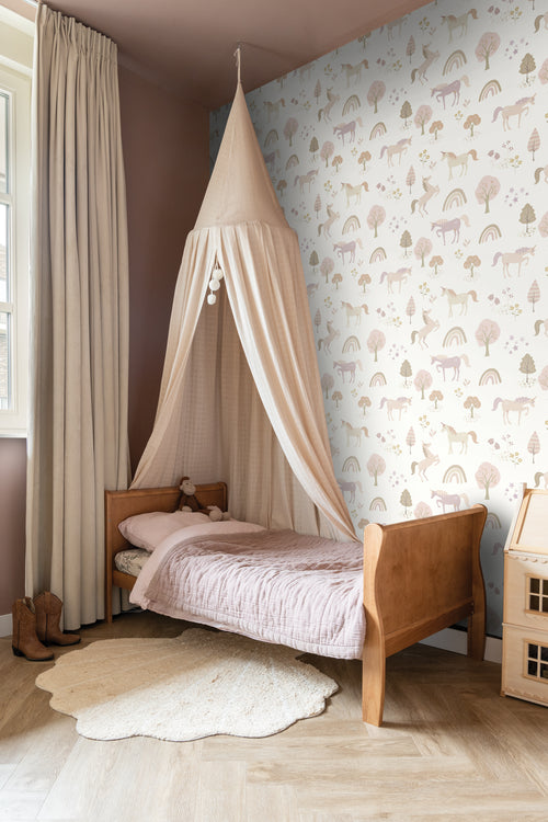 ESTAhome behang unicorns beige en zacht roze - 53 cm x 10.05 m - 139503
