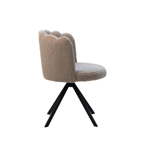 Giga Meubel Eetkamerstoel Julien - Metaal/Teddy - Taupe - Set van 2