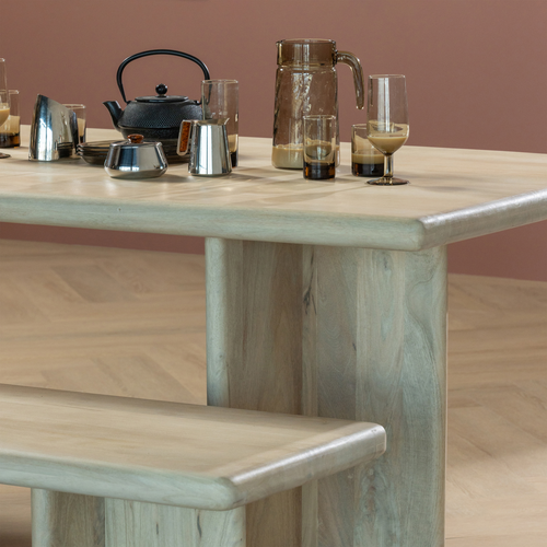 WOOOD eetbankje 220 cm Ato - Mangohout - Naturel - 47x220x45