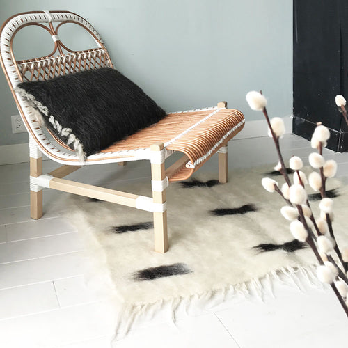 Malagoon kussen Bigstripe - zwart, grijs, wit - 40x70cm 100% wol