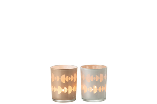 J-Line windlicht Halve Maan - glas - mix - medium - 2 stuks - vtwonen shop