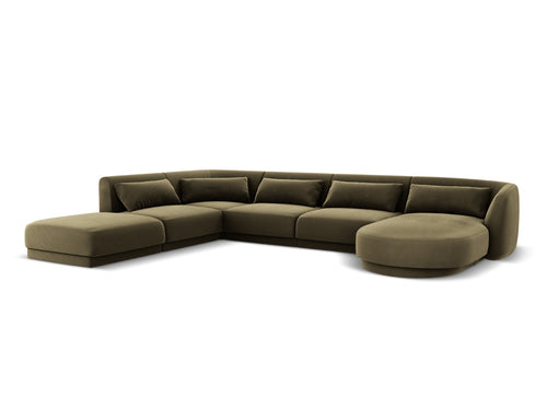 Cosmopolitan Design Panoramische hoekbank links Tulum 6-zits, flueel, groente - 255x330x70cm